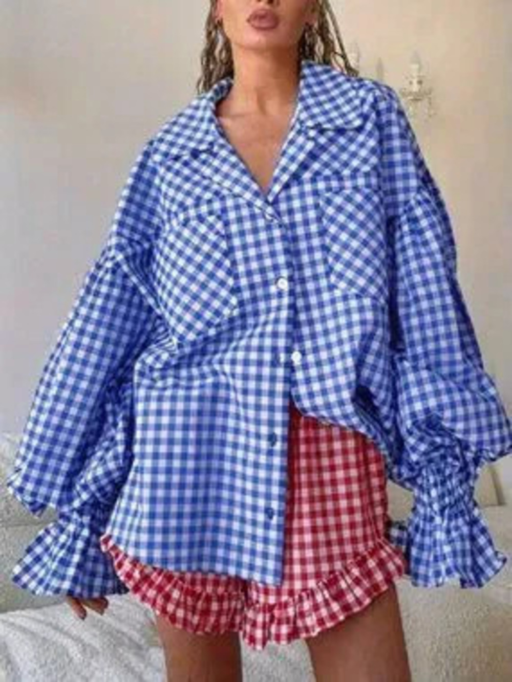 Blue And White Casual Women's Shirt
